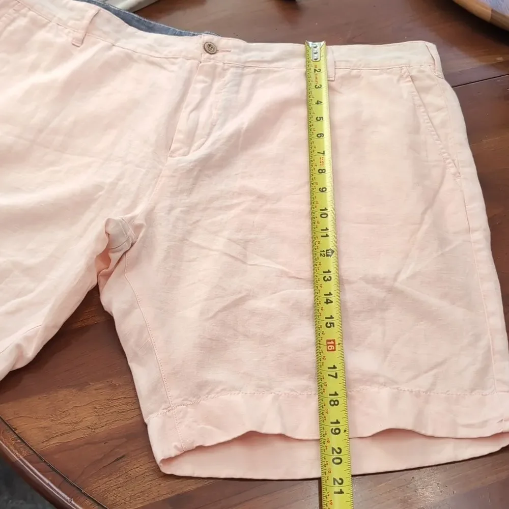 Faherty Malibu Linen & Cotton Summer Pink Chino Shorts Sz 38